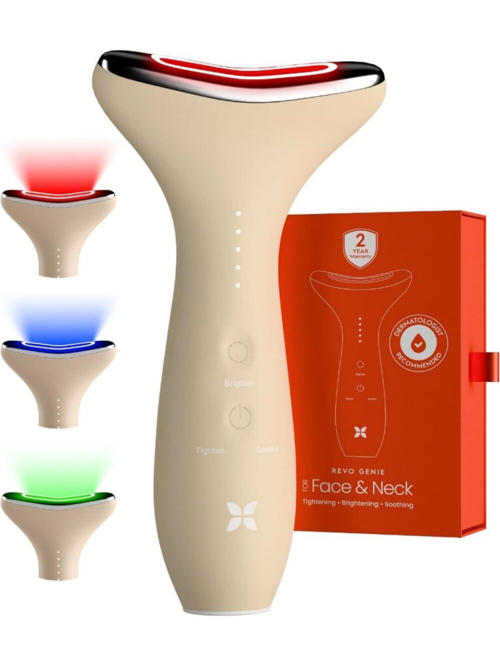 LED Facial Massager & Neck Sculpting Tool - Heat, Vibration, Depuffing, 3 Light